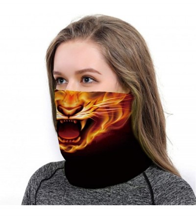 Balaclavas Cool Wolf Lion Print Bandana Balaclava Face Mask Neck Gaiter Scarf Headband for Men Women - Fire Tiger - CB197XMDH...