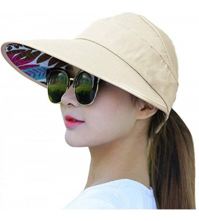 Sun Hats Sun Hats Women Large Wide Brim UV Protection Summer Beach Packable Visor - Beige - CD18QDMC46N $7.63