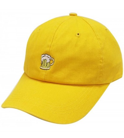 Baseball Caps Beer Small Embroidery Cotton Baseball Cap Multi Colors - Gold - CF12HJQWVQ5 $15.78