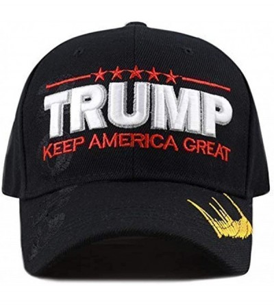Skullies & Beanies Trump 2020 Keep America Great 3D Embroidery American Flag Baseball Cap - 019 Black - CO18XNZ3DK2 $10.34