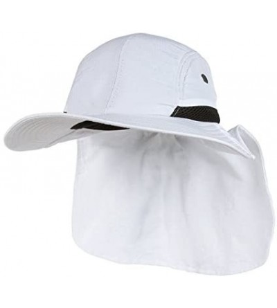 Sun Hats 4 Panel Large Bill Flap Sun Hat - White - CY184TGQ5OM $15.39