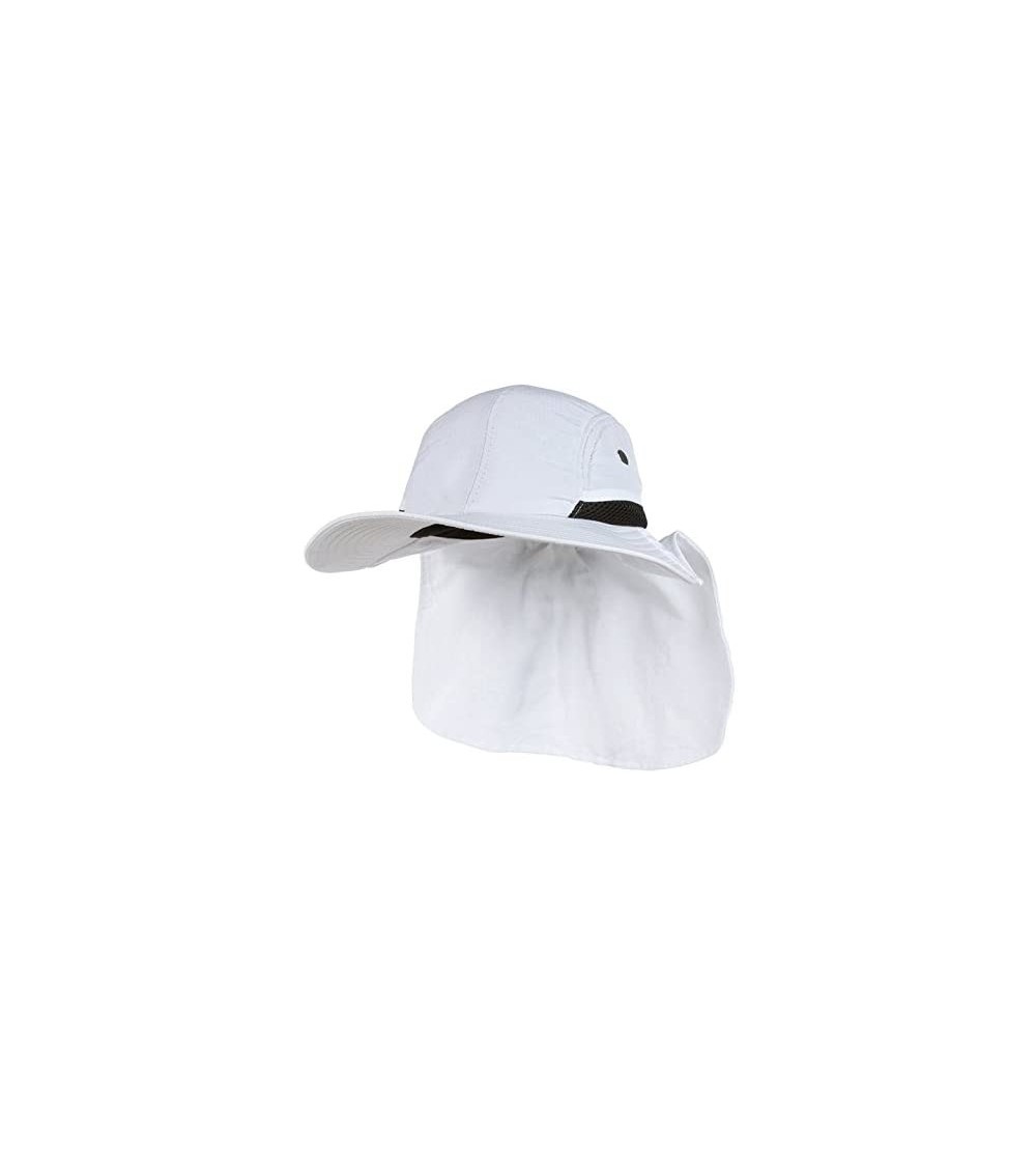 Sun Hats 4 Panel Large Bill Flap Sun Hat - White - CY184TGQ5OM $15.39