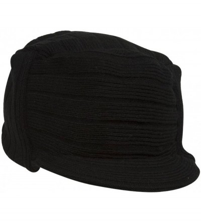 Skullies & Beanies Black Ribbed Flat Beanie Hat Cap Cadet - C2113PD1CS5 $7.59