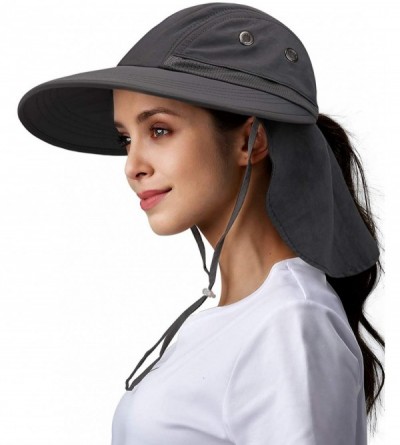 Sun Hats Sun Hats for Women Wide Brim Fishing Hat Neck Flap Sun Protection Hat - C--dark Grey - CN18QXWCXC5 $17.89