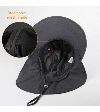 Sun Hats Sun Hats for Women Wide Brim Fishing Hat Neck Flap Sun Protection Hat - C--dark Grey - CN18QXWCXC5 $17.89