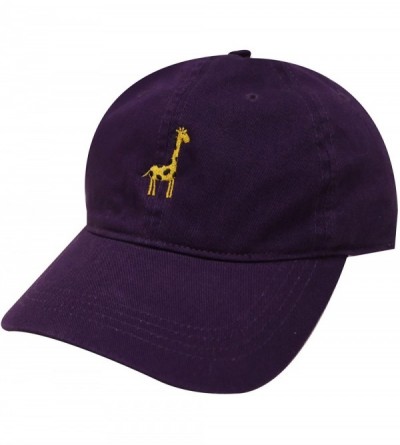 Baseball Caps Giraffe Cotton Baseball Dad Caps - Purple - CN12MX7WRZM $22.84