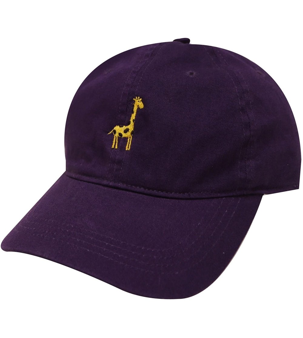 Baseball Caps Giraffe Cotton Baseball Dad Caps - Purple - CN12MX7WRZM $10.49