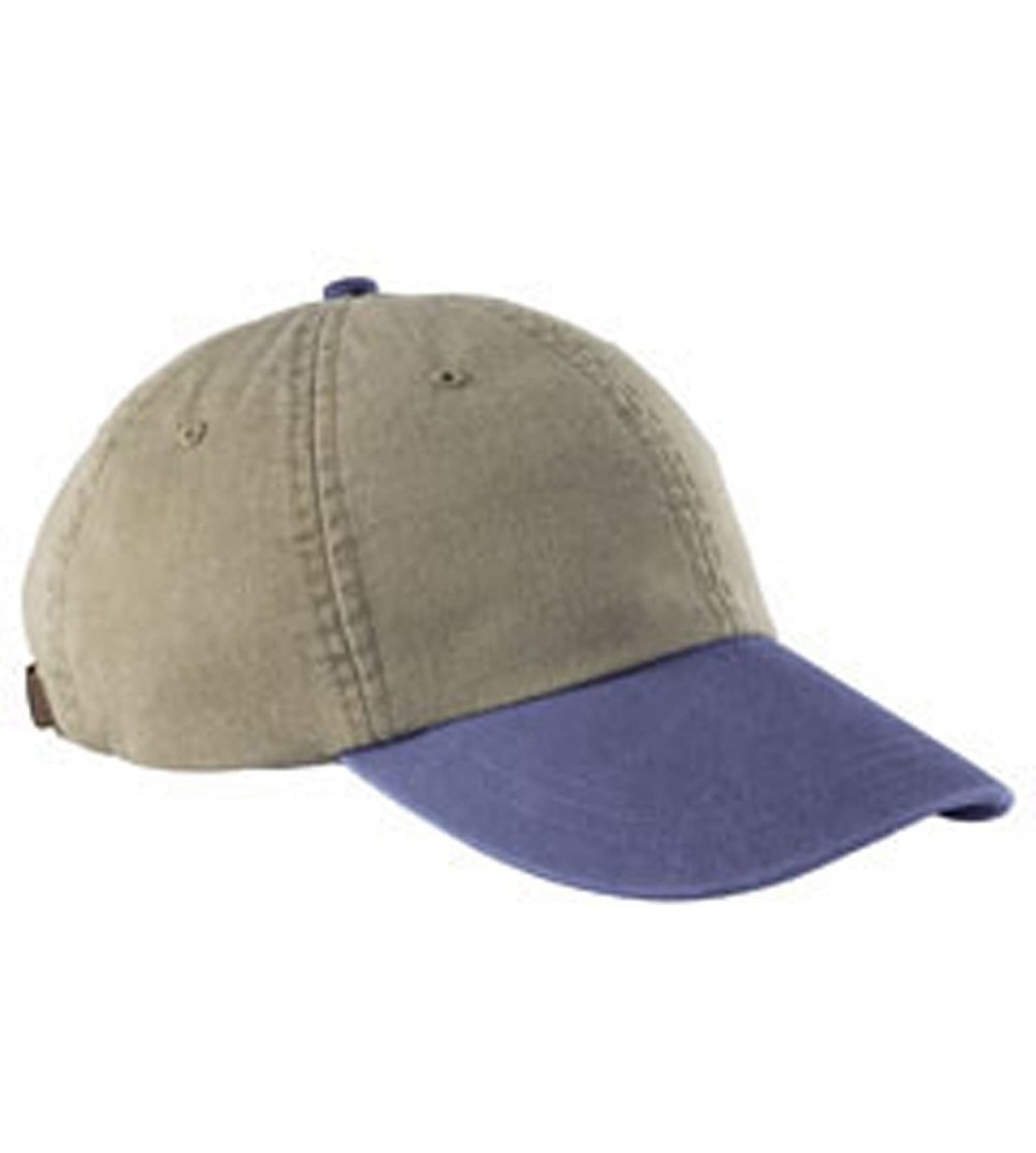 Baseball Caps 6-Panel Low-Profile Washed Pigment-Dyed Cap - Khaki/Royal - CU12N4YBZMD $9.27