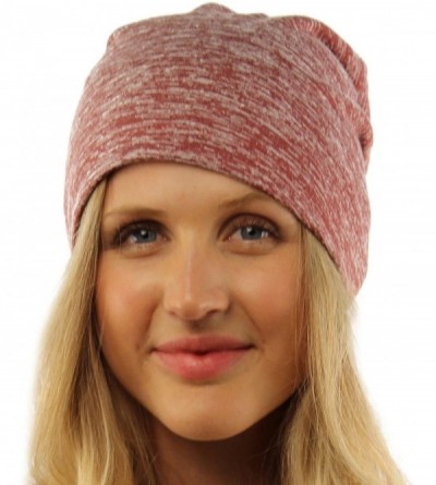 Skullies & Beanies Unisex Marled Jersey Knit Thin Lined Slouch Long Beanie Skully Ski Hat Cap Wine - C111OFY1GC5 $17.26