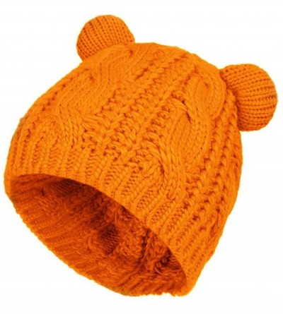 Skullies & Beanies Cute Knitted Bear Ear Beanie Women Winter Hat Warmer Cap - Orange - C51880Z598X $12.44