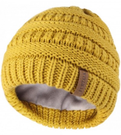 Skullies & Beanies Kids Girls Boys Winter Knit Beanie Hats Bobble Ski Cap Toddler Baby Hats 1-6 Years Old - 09-mixyellow - CG...