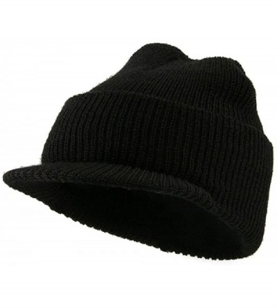 Visors Military Winter Jeep Cap with Visor 100% Wool Made in the USA - Black - CD18OL5TD6I $43.70