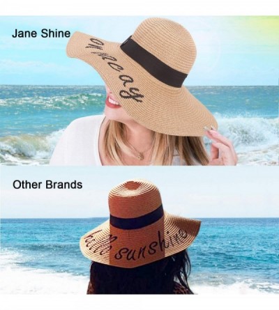 Sun Hats Summer Women Straw Hat- Floppy Wide Brim Sun Hats- Bride Honeymoon Beach Party - On Vacay - C418ED7RMM3 $17.52