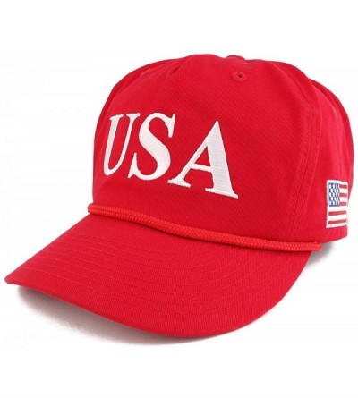 Baseball Caps Donald Trump USA 45th President Embroidered Cap with Rope - Red - C817YGRZO77 $34.67