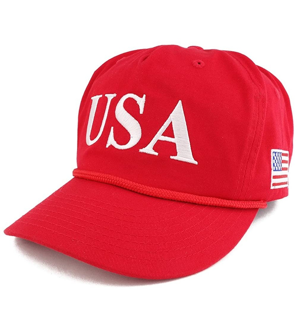 Baseball Caps Donald Trump USA 45th President Embroidered Cap with Rope - Red - C817YGRZO77 $19.88