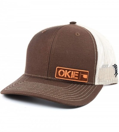 Baseball Caps Oklahoma Native' Leather Patch Hat Curved Trucker- OSFA/Brown/Tan - CV18LQQN0Z4 $22.52