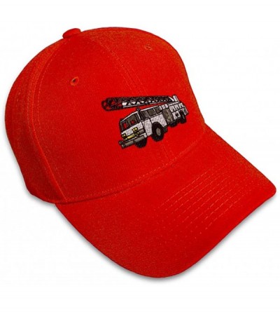 Baseball Caps Custom Baseball Cap Firefighter Truck Hook and Ladder Embroidery Strap Closure - Red - C218SDYQ08I $15.08