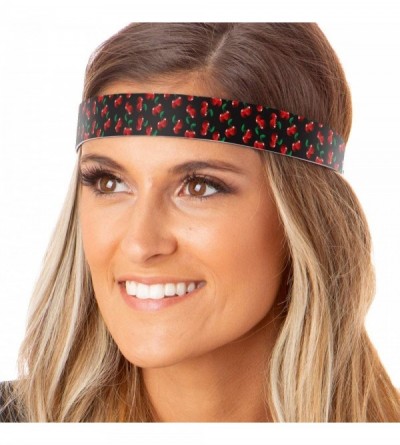 Headbands Adjustable & No Slip Fashion Headbands for Women Cherry Gift Packs - Wide Cherries Black - CN17AAMYYHW $13.56