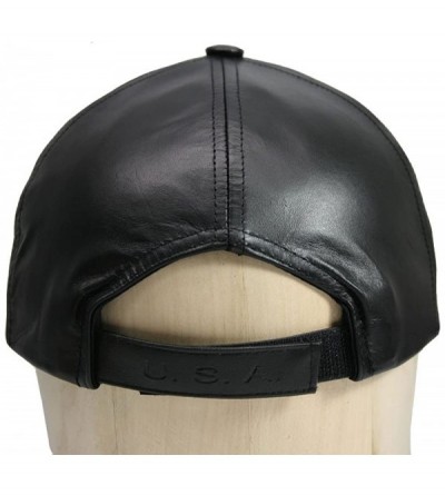 Baseball Caps Genuine Cowhide Leather Adjustable Baseball Cap Made in USA - Yellow (Buckleback) - CR11XLMECBT $16.77