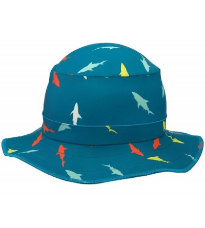 Bucket Hats Funky Bucket Women's- Kids & Men's Hat with UPF 50 UV Protection. Boonie Style Sun Hat - Blue Shark Small - C318Y...