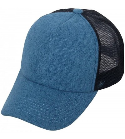 Baseball Caps Mesh Snapback Trucker Baseball Cap Hat with Adjustable Snapback Strap - Black/Blue - C517YXWXOTG $10.99