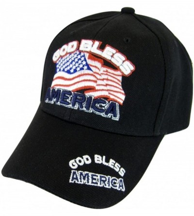 Baseball Caps God Bless America USA Patriotic Men's Adjustable Baseball Cap - Black - CF1869W3EZH $11.31