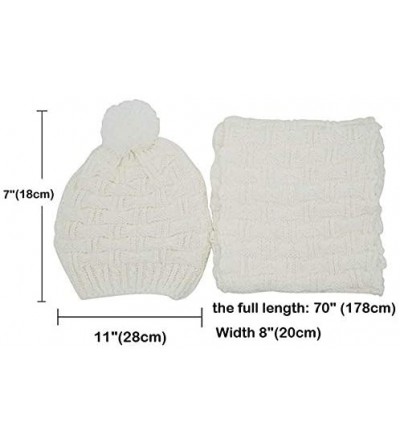 Skullies & Beanies Women Girls Fashion Winter Warm Knitted Hat Beanie Hat Scarf Set - White - C412O3MC8QK $13.68