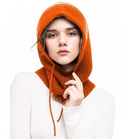 Balaclavas Balaclava Hood hat Windproof Soft Cashmere Fleece Knitted Ski Face Mask for Men Women Children - Orange - C7192OOX...