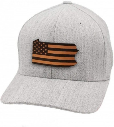 Baseball Caps 'Pennsylvania Patriot' Leather Patch Hat Flex Fit - Black - CX18IGOLNX0 $49.74