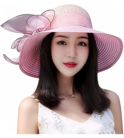Sun Hats Women Straw Sun Hat UPF 50+ Bucket Sunhat UV Protection Packable Summer Sun Hat - Pink - CB18E8T8Q00 $16.00