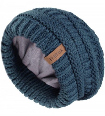 Skullies & Beanies Winter Beanie for Women Fleece Lined Warm Knit Skull Slouch Beanie Hat - 16-wood Blue - CF18US5IQ4Z $15.17