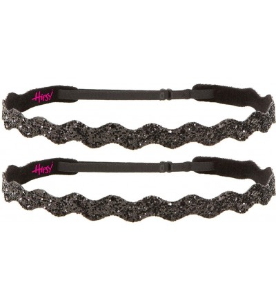 Headbands Women's Adjustable NO Slip Wave Bling Glitter Headband - Black Wave Bling Glitter 2pk - C411MPODX2N $13.78