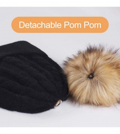 Skullies & Beanies Beanie Hats for Women Slouchy Style Winter Hat with Faux Fur Pom Pom Hats - New-black - CD18IX239TU $12.85