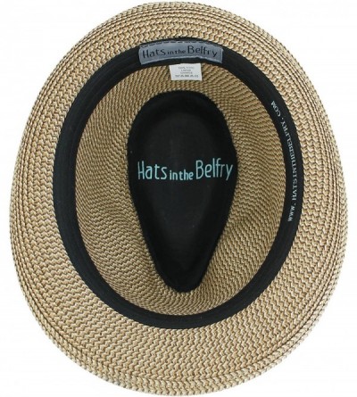 Fedoras Belfry Men Women Summer Straw Trilby Fedora Hat in Blue Tan Black - Tan - C018CT6IIOZ $38.53
