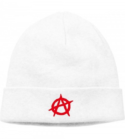 Fedoras Anarchy Flag Beanie Cap Soft Fashion Warm Hat Hedging Caps Wool Cap for Men and Women - White - CM18A8O6EY7 $15.66