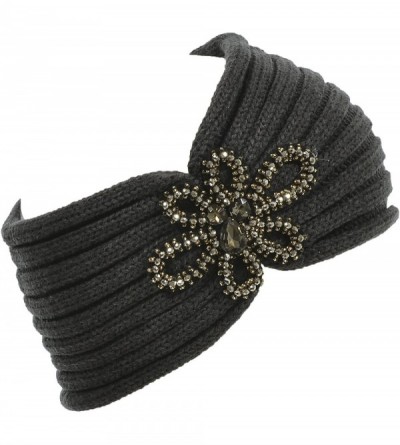 Cold Weather Headbands Floral Knitted Headband Headwrap Rhinestone Warmth - Gray. - CA12GUFW9ZT $26.80