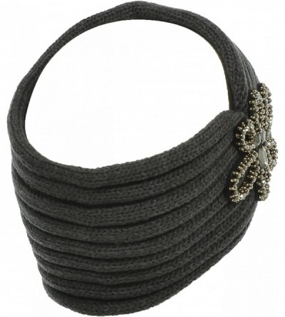 Cold Weather Headbands Floral Knitted Headband Headwrap Rhinestone Warmth - Gray. - CA12GUFW9ZT $14.10