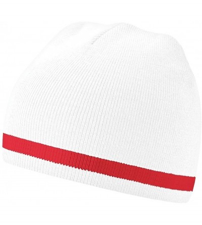 Skullies & Beanies World Colors/Flags/The Nations Winter Beanie Hat - White/Flag Red - C911E5OCC05 $10.51
