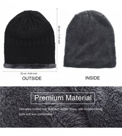 Skullies & Beanies Oversized Unisex Fleece Lined Slouchy Beanie Soft Thick Warm Winter Knitted Beanie Ski Hat - CO18I8DEQNG $...
