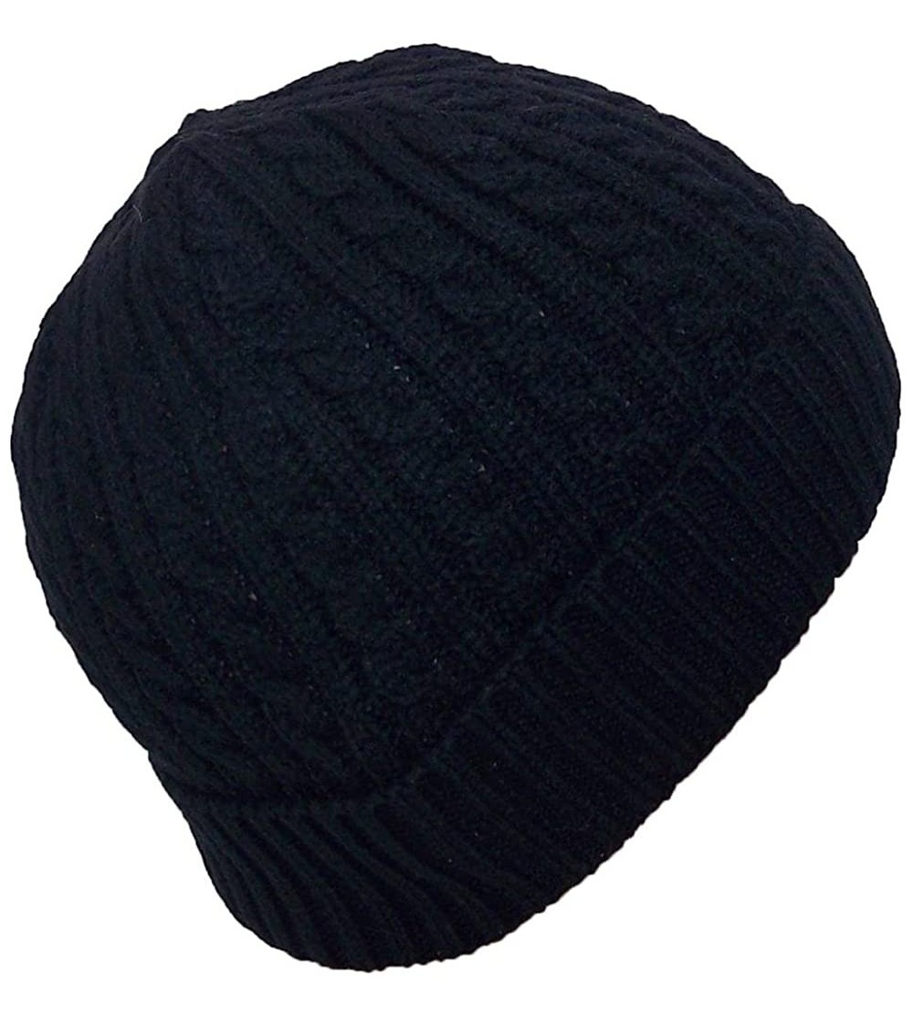 Skullies & Beanies Adult Tight Cable & Rib Knit Cuffed Winter Hat (One Size) - Black - CI11SFJQ8GP $7.93