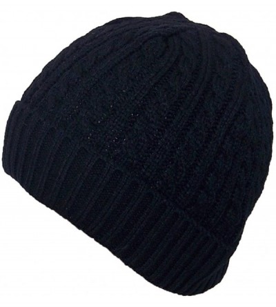 Skullies & Beanies Adult Tight Cable & Rib Knit Cuffed Winter Hat (One Size) - Black - CI11SFJQ8GP $7.93