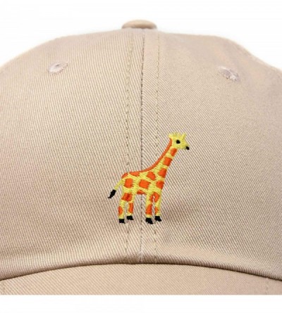 Baseball Caps Giraffe Baseball Cap Soft Cotton Dad Hat Custom Embroidered - Khaki - C9180YYYEUD $14.88
