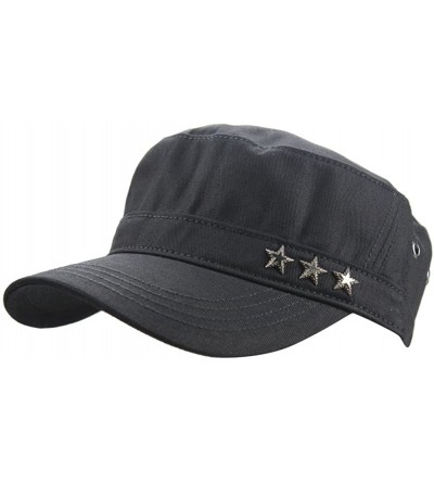 Baseball Caps Mens Cotton Stars Flat Top Military Army Travel Sports Sun Baseball Hat Cap Hats - Black - C118C3T36G5 $7.95