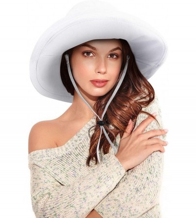 Sun Hats Women's Cotton Summer Beach Sun Hat with Wide Fold-Up Brim - C-white - CZ11KWCETLT $28.46