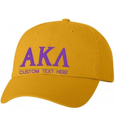 Skullies & Beanies Personalized Alpha Kappa Lambda Greek Line Hat - Gold - CU18CKAXRK2 $20.76