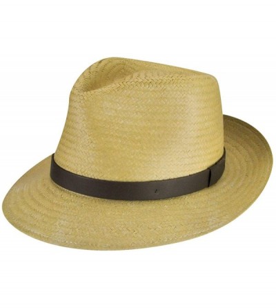Fedoras Men's Soho Stroller Hat with Lear Band - Dark Natural - C612NERBBT7 $109.39