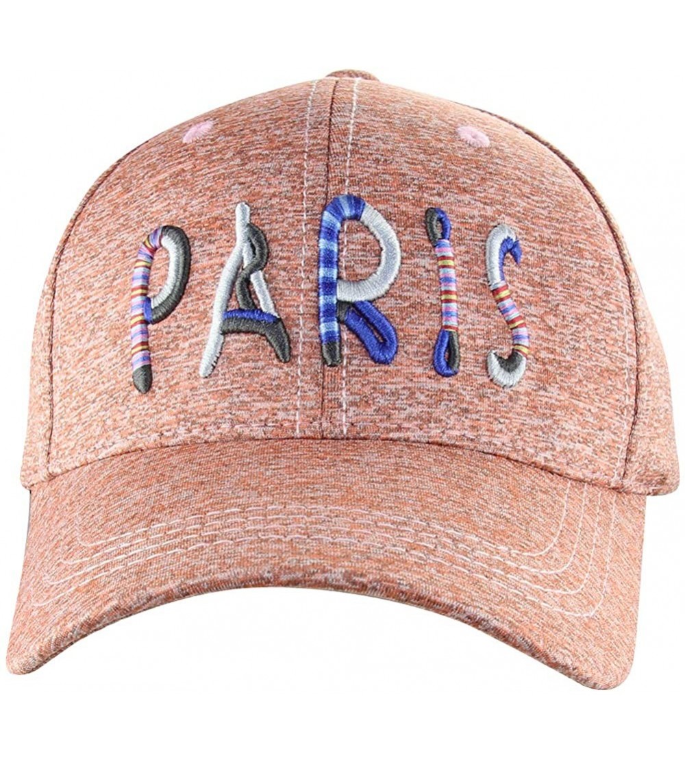 Baseball Caps Women's Paris Rainbow 3D Embroidered Sayings Adjustable Hat - Orange - CW18N905QEH $12.65
