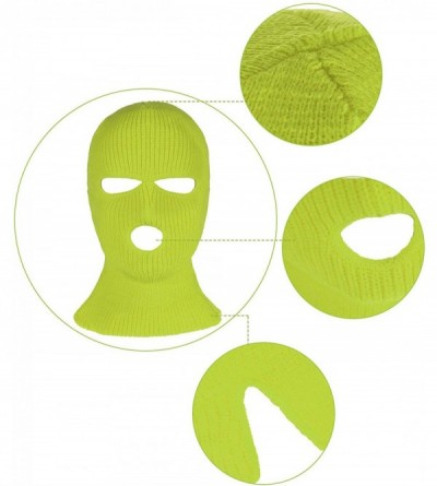 Balaclavas 2 Pieces 3-Hole Ski Mask Knitted Face Cover Winter Balaclava Full Face Mask for Winter Outdoor Sports - Yellow - C...