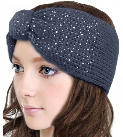 Headbands Women's Winter Knit Headband - Sparkle Bow - Gray - C512N8A9JLD $13.90