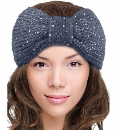 Headbands Women's Winter Knit Headband - Sparkle Bow - Gray - C512N8A9JLD $13.90